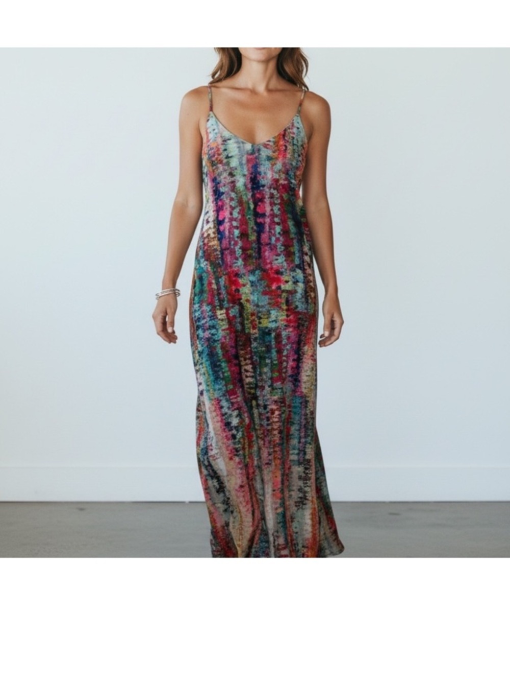 Nicole Miller Multicolor Tie-Dye Slip Maxi Dress